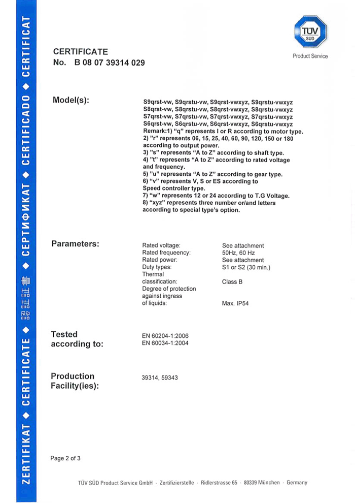 TUV_Certification (AC Speed Control Motor)